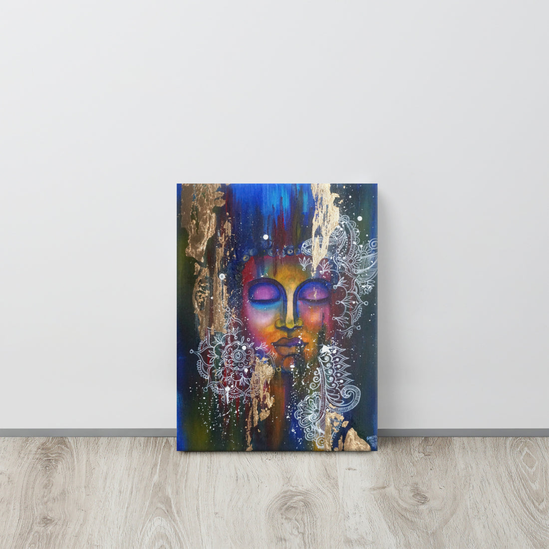 Canvas Print - Meditating Buddha with gold leaf