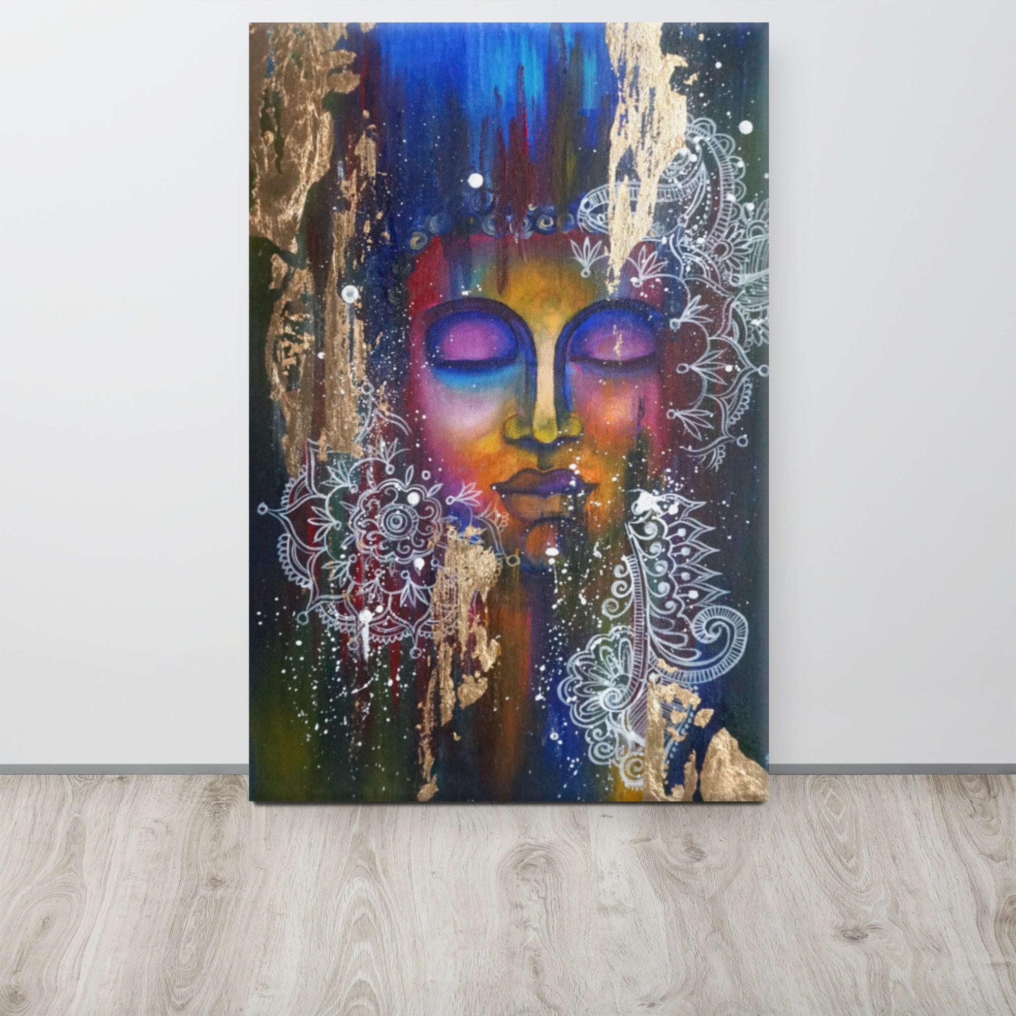 Canvas Print - Meditating Buddha with gold leaf