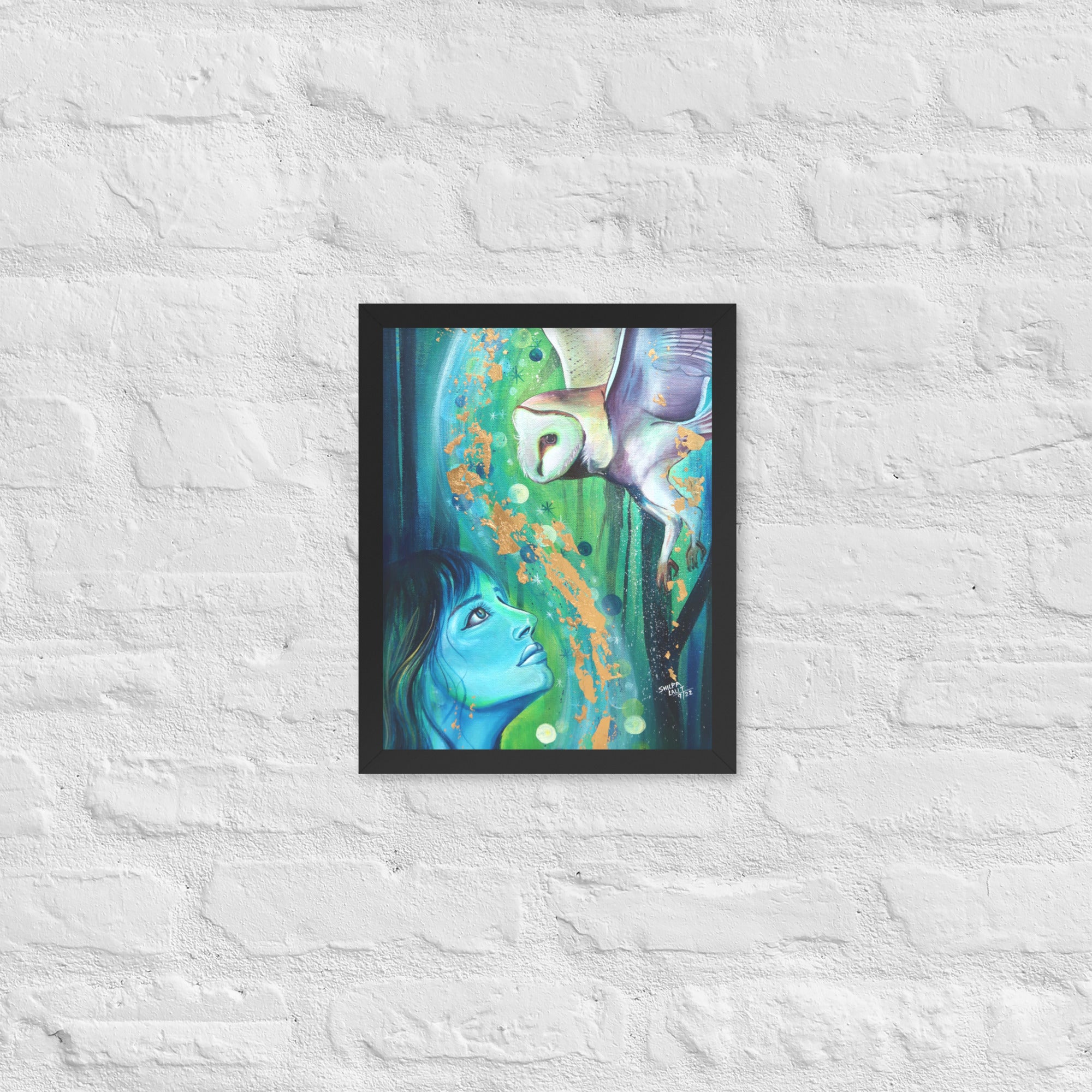 Framed Art Print :- CONNECTION | GIRL AND THE OWL