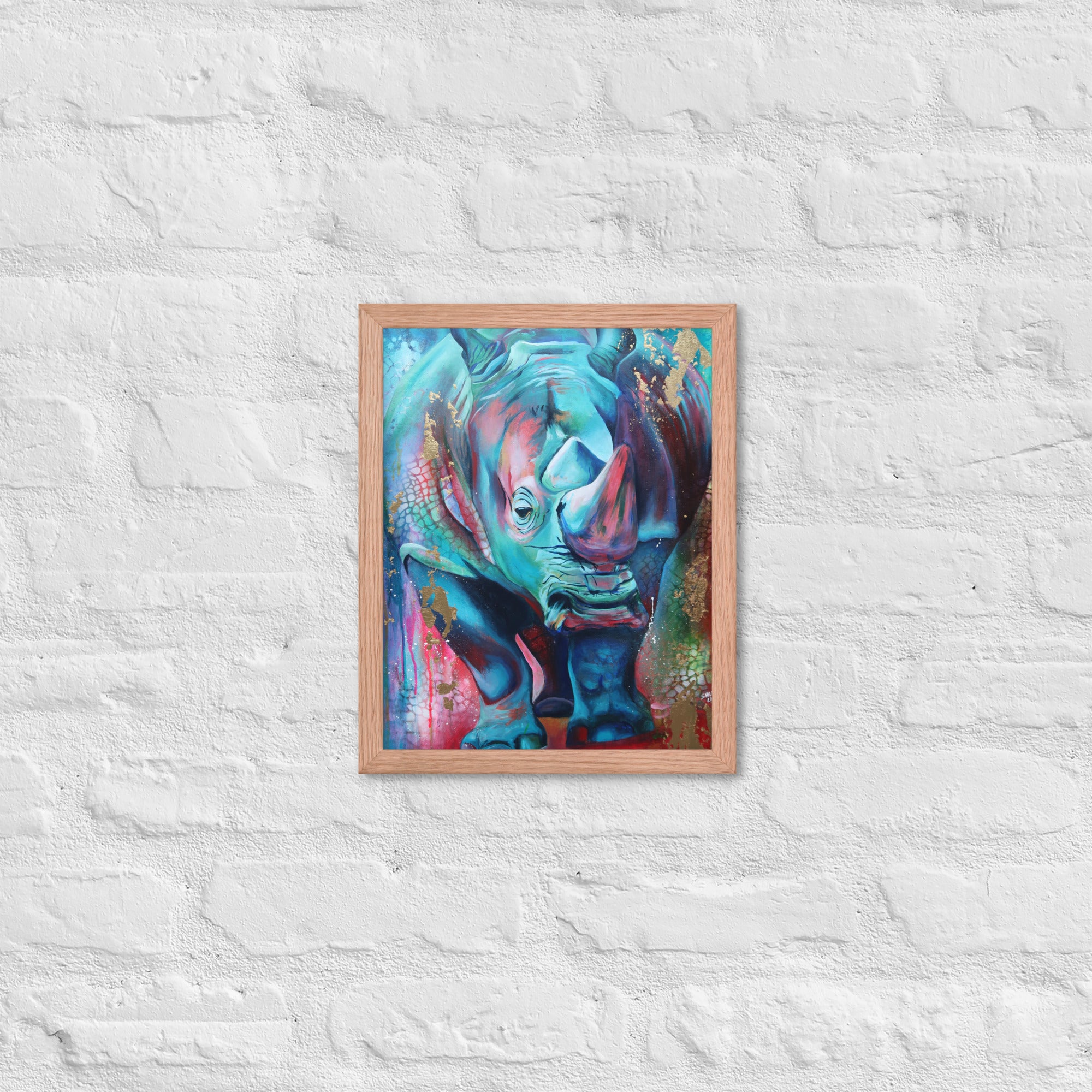 FRAMED ART PRINT :- RHINO | WILD LIFE FRAMED PRINT | BY ARTYSHILS ART