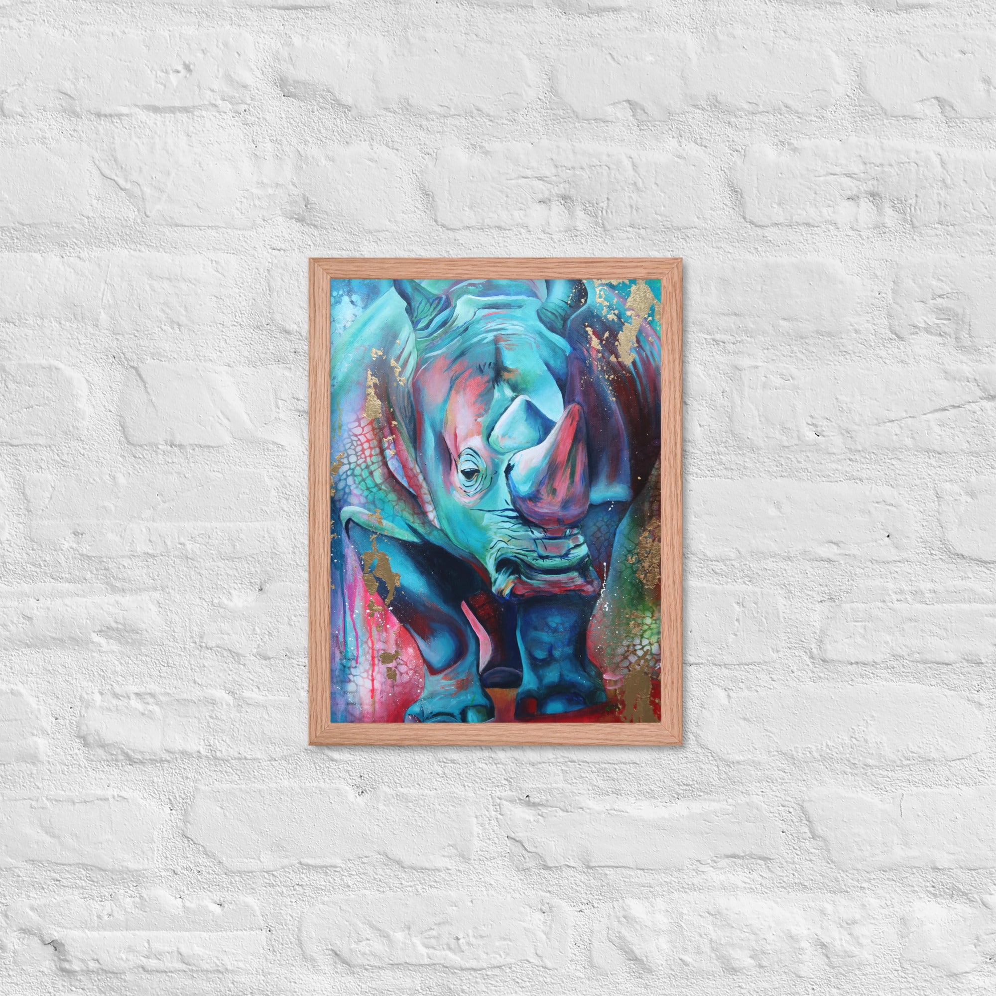 FRAMED ART PRINT :- RHINO | WILD LIFE FRAMED PRINT | BY ARTYSHILS ART