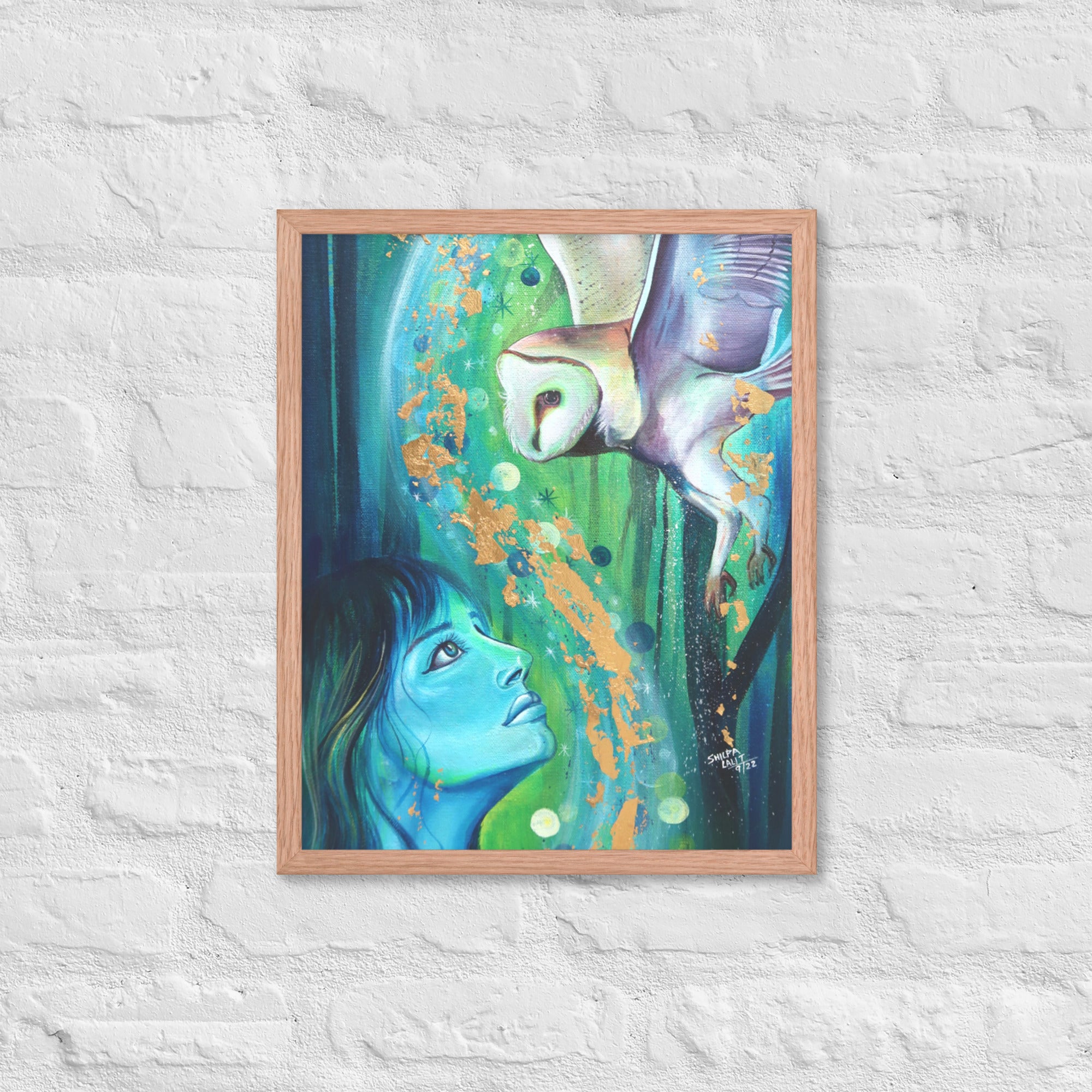 Framed Art Print :- CONNECTION | GIRL AND THE OWL