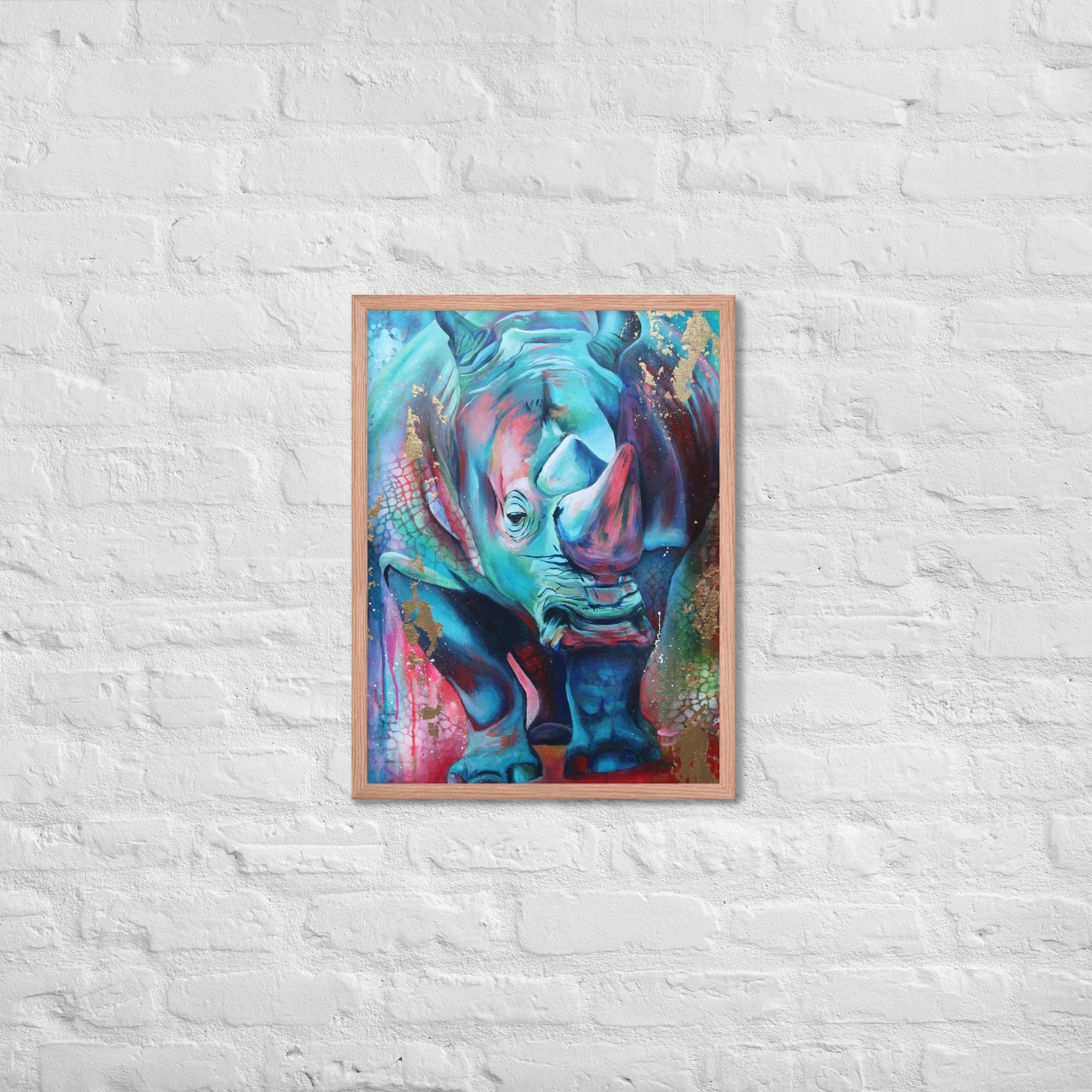 FRAMED ART PRINT :- RHINO | WILD LIFE FRAMED PRINT | BY ARTYSHILS ART