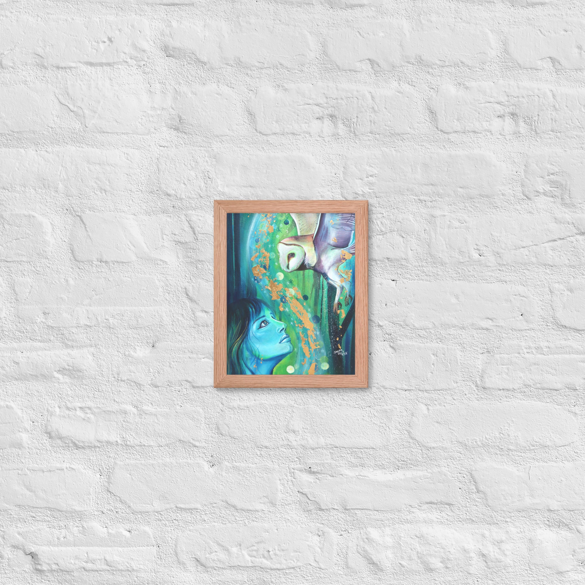 Framed Art Print :- CONNECTION | GIRL AND THE OWL