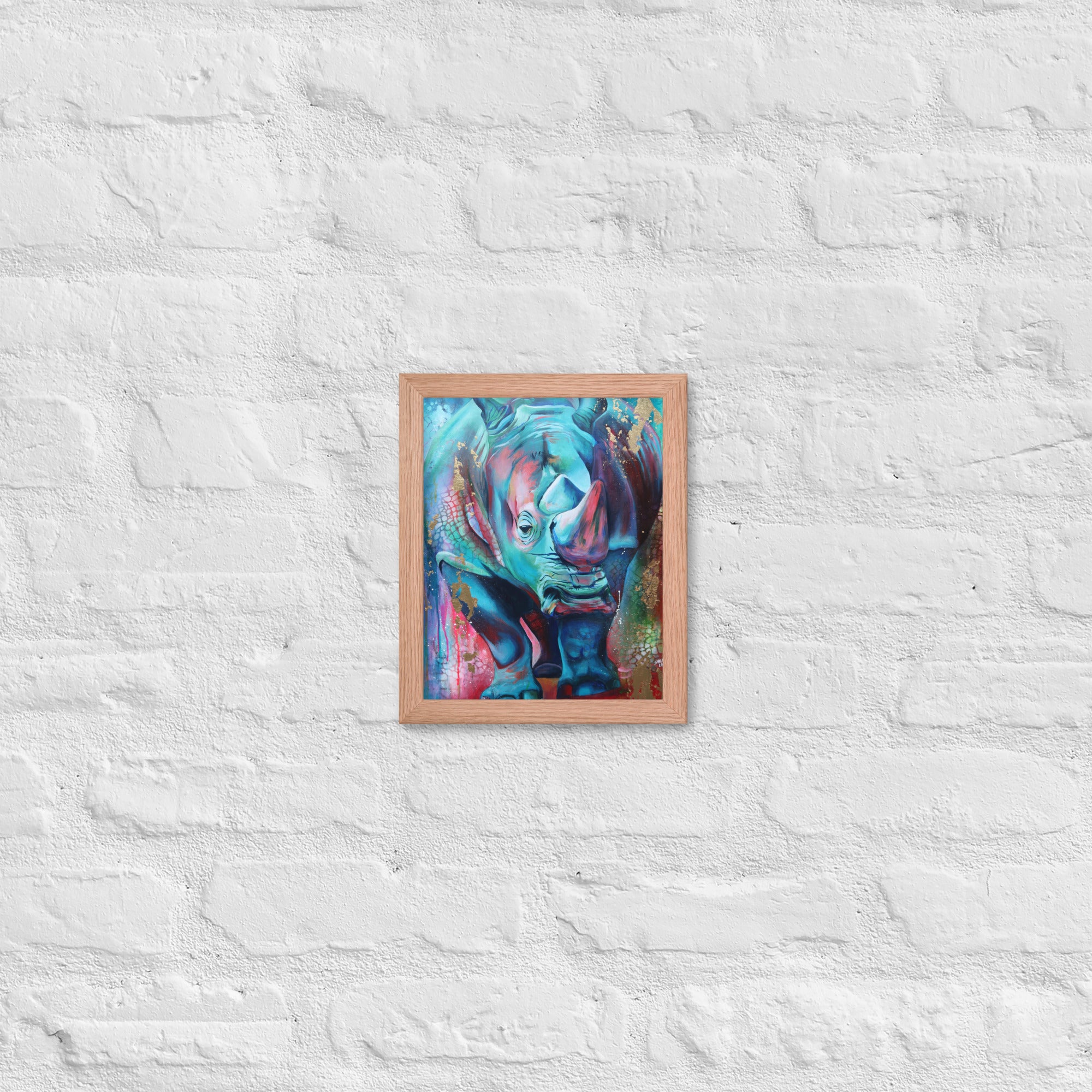 FRAMED ART PRINT :- RHINO | WILD LIFE FRAMED PRINT | BY ARTYSHILS ART