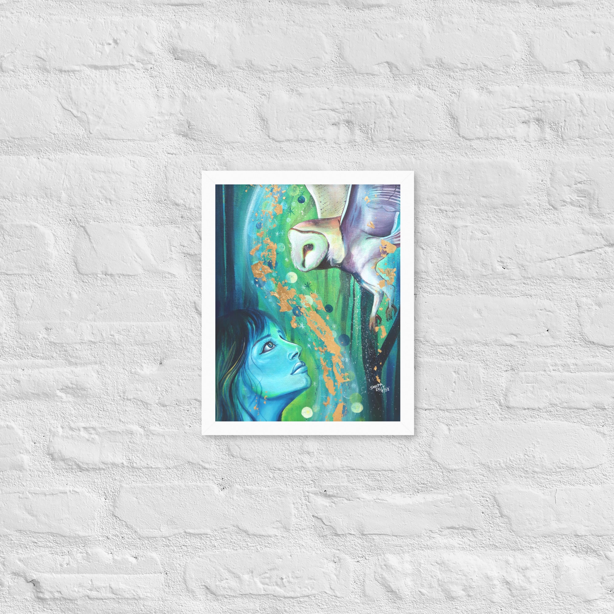 Framed Art Print :- CONNECTION | GIRL AND THE OWL