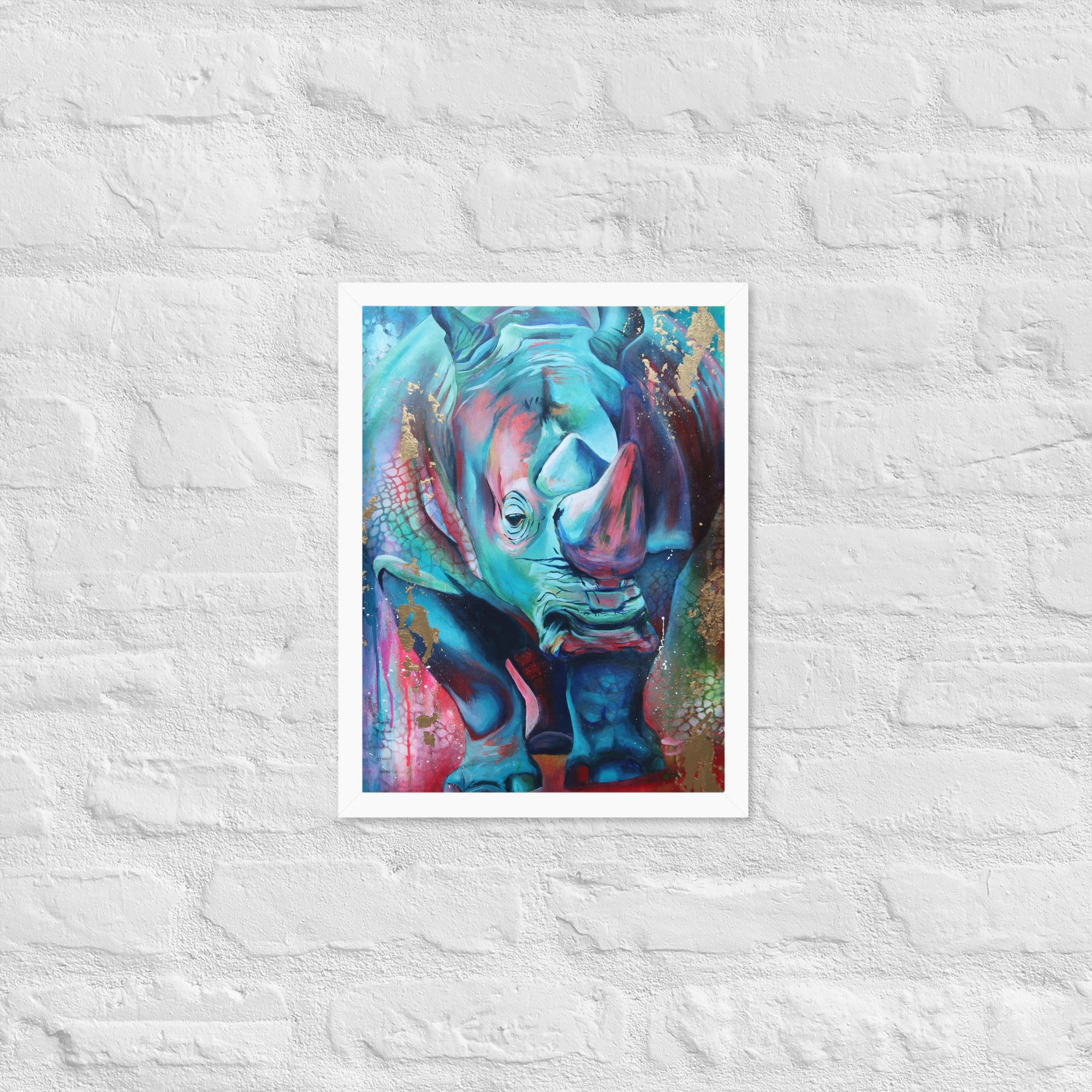 FRAMED ART PRINT :- RHINO | WILD LIFE FRAMED PRINT | BY ARTYSHILS ART