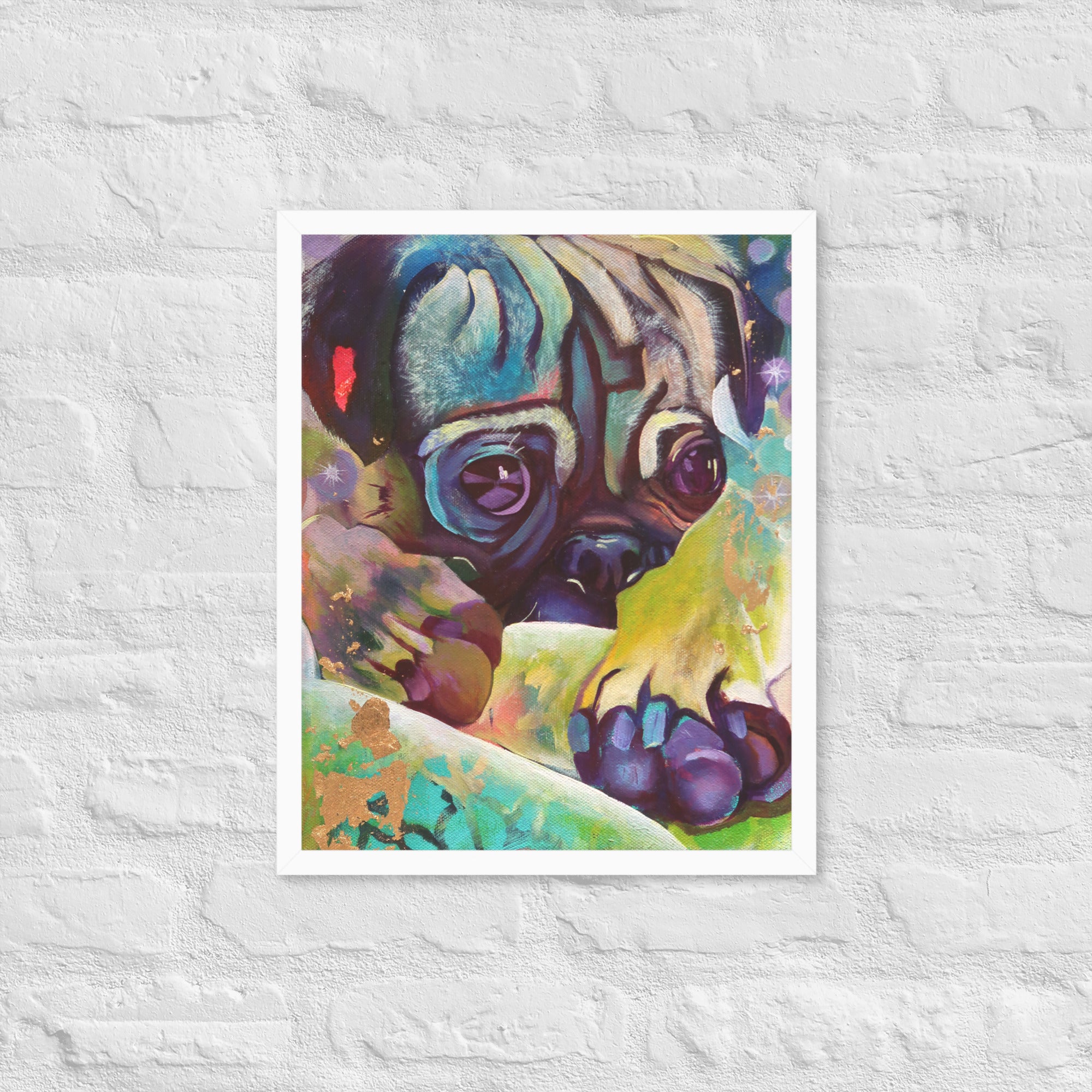 FRAMED ART PRINT :- THE PUG