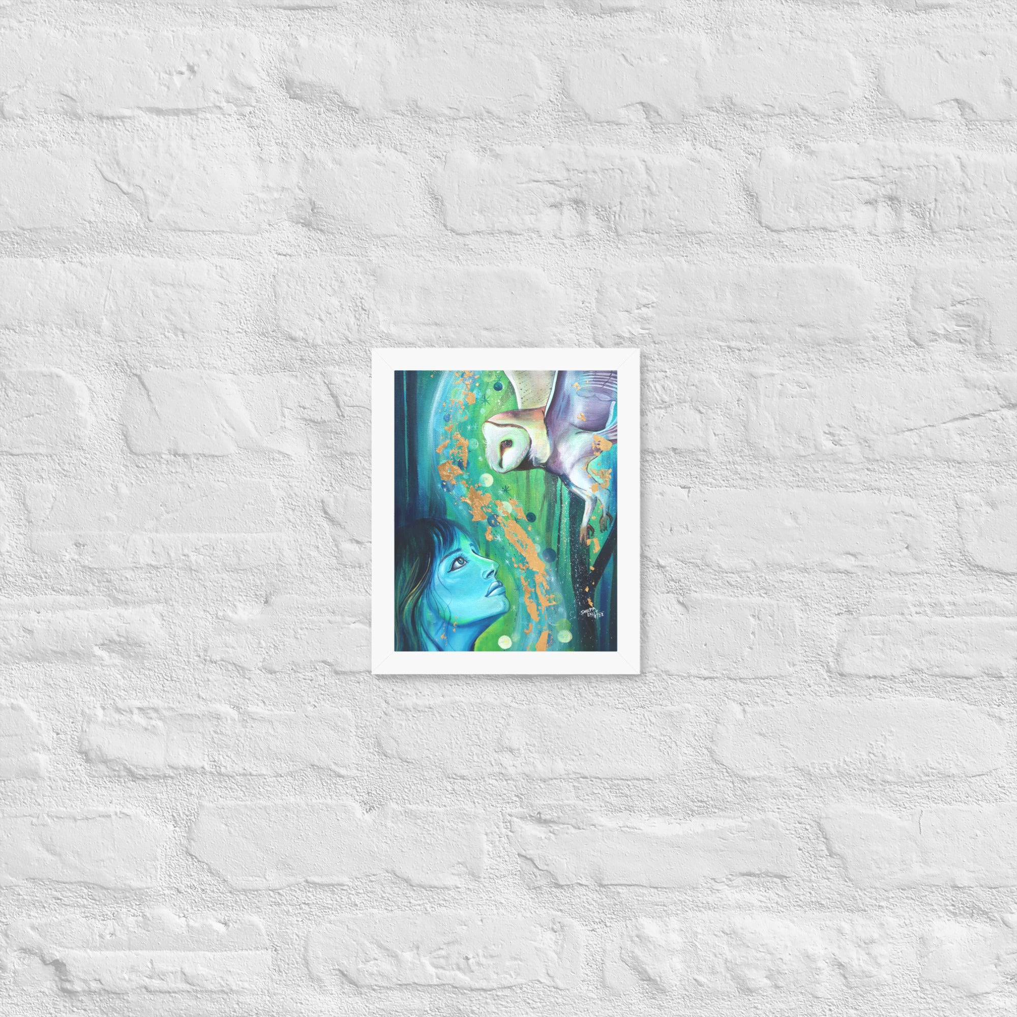 Framed Art Print :- CONNECTION | GIRL AND THE OWL