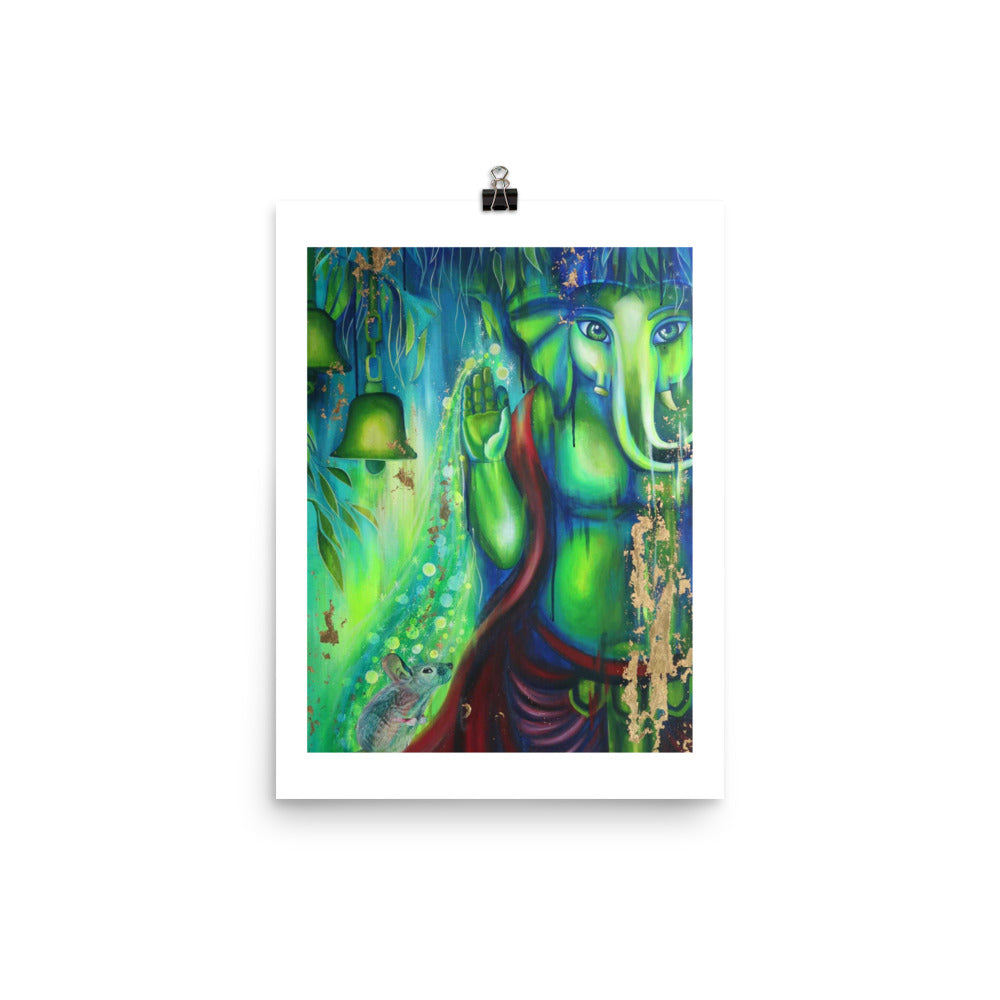 FINE ART PRINT :- “ LORD GANESHA WITH MOOSHAK “