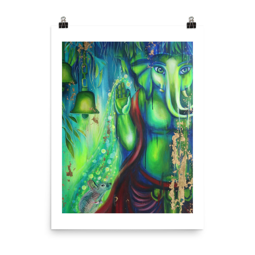 FINE ART PRINT :- “ LORD GANESHA WITH MOOSHAK “