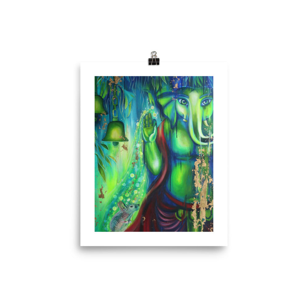 FINE ART PRINT :- “ LORD GANESHA WITH MOOSHAK “