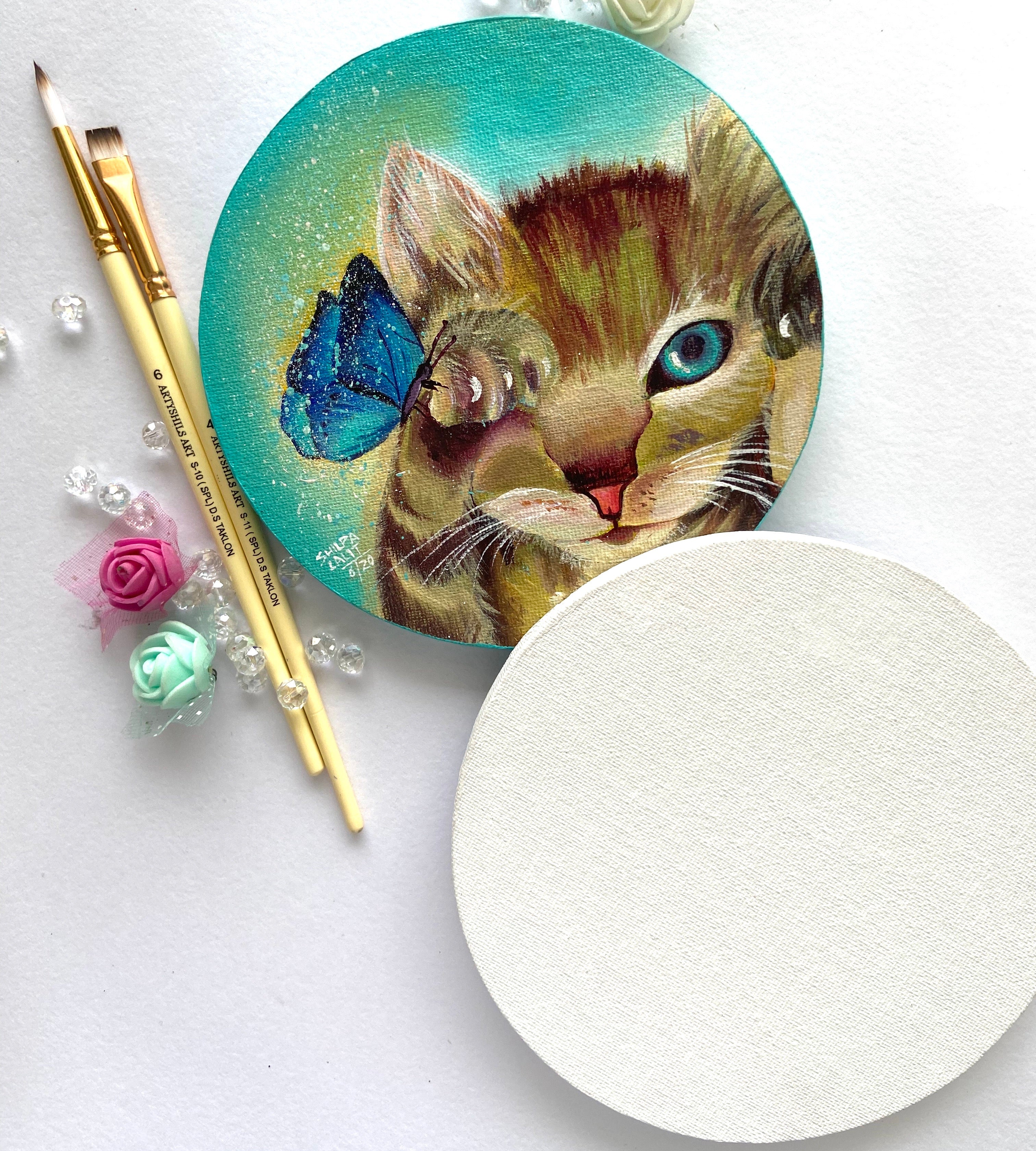 6" WOODEN ROUND CANVAS PANELS 2 PIECES