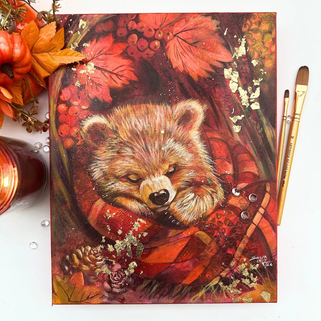 LIVE Cozy Fall Baby Bear Mixed Media &amp; Acrylic Painting Workshop | October 22 &amp; 23, 2026 🐻🍂