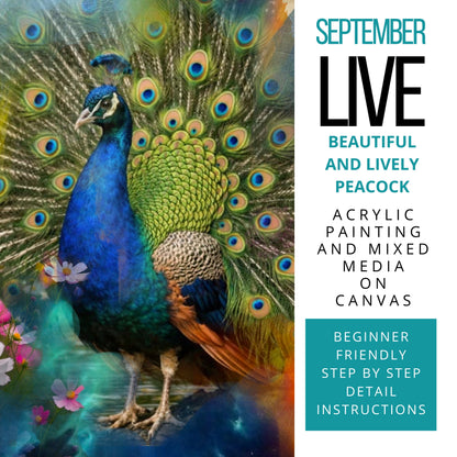 LIVE Peacock Mixed Media &amp; Acrylic Painting Workshop | September 24 &amp; 25, 2026
