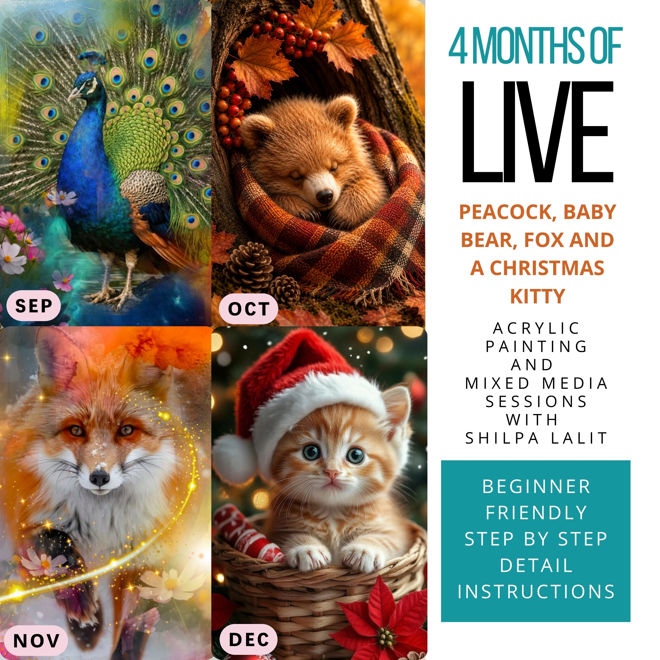 4 Months of LIVE Mixed Media &amp; Acrylic Painting Workshops with Shilpa Lalit | Sep–Dec 2026