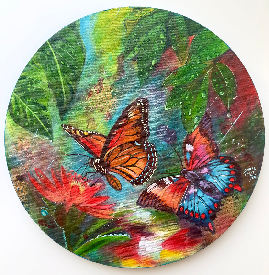 Butterflies &amp; Rain Acrylic Painting Workshop | Step-by-Step Mixed Media Nature Canvas Art Class for Beginners