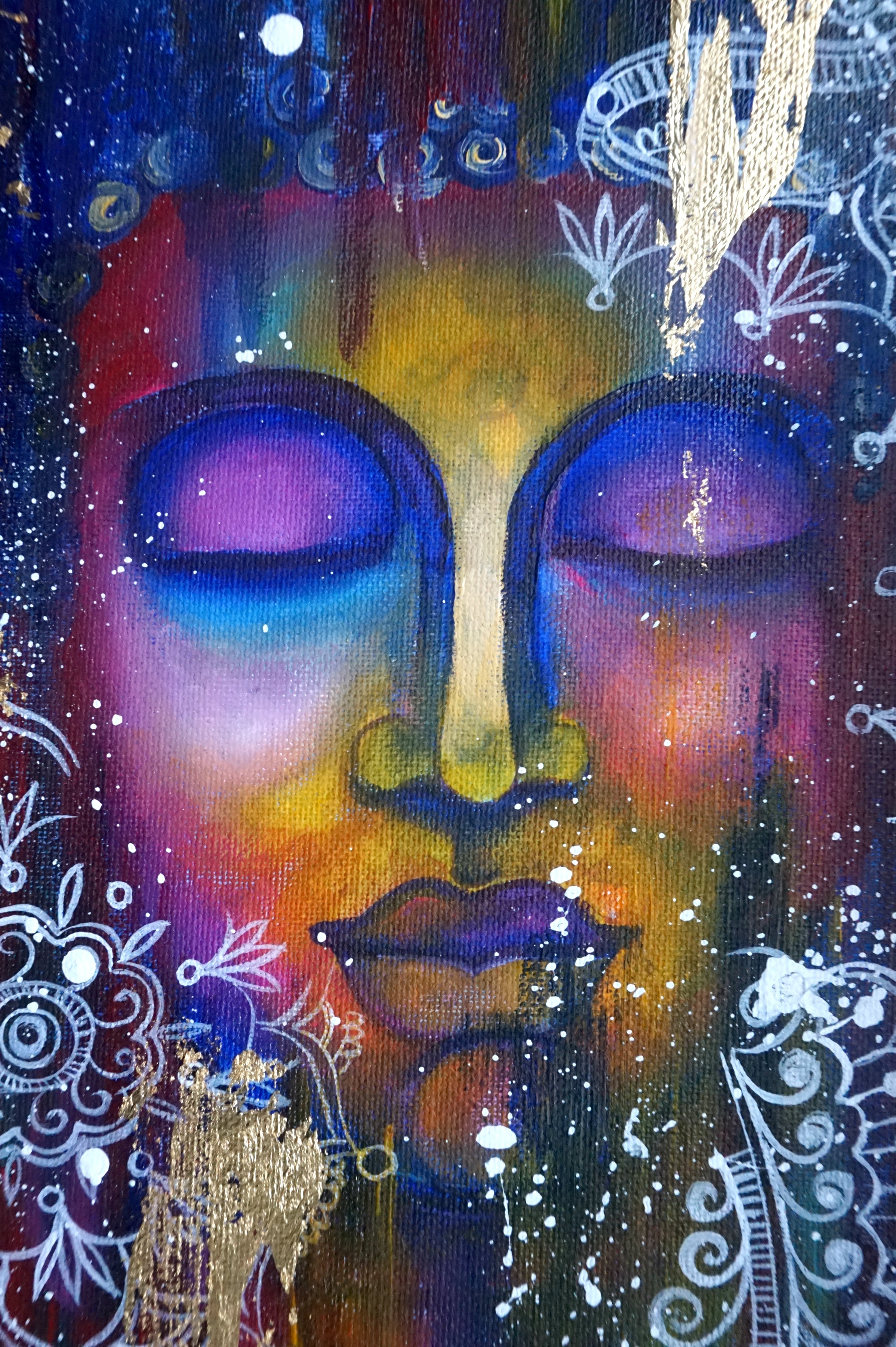 Meditating Buddha with Gold Leaf : Detailed Acrylic &amp; Mixed Media Painting Workshop