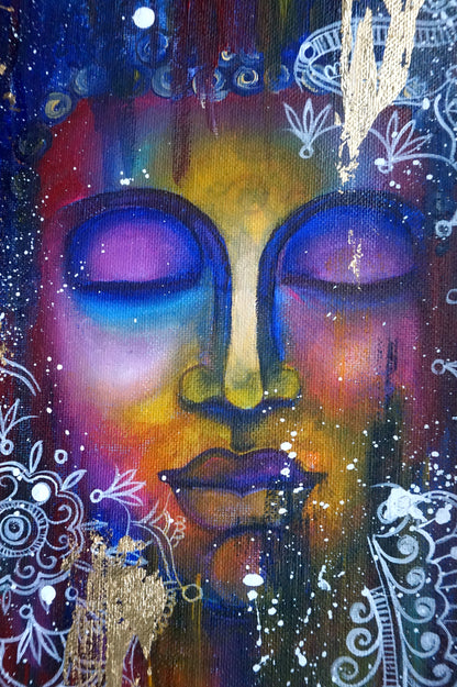 Meditating Buddha with Gold Leaf : Detailed Acrylic &amp; Mixed Media Painting Workshop