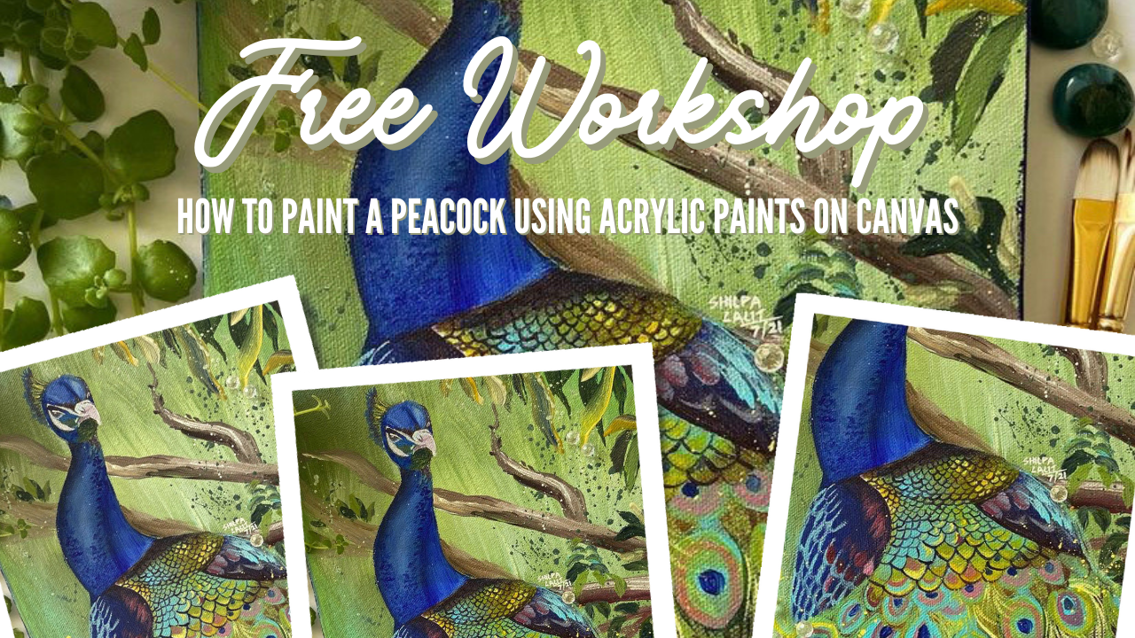 FREE Peacock Acrylic Painting Workshop | Learn to Paint a Beautiful Peacock on Canvas (Beginner Friendly Online Class)