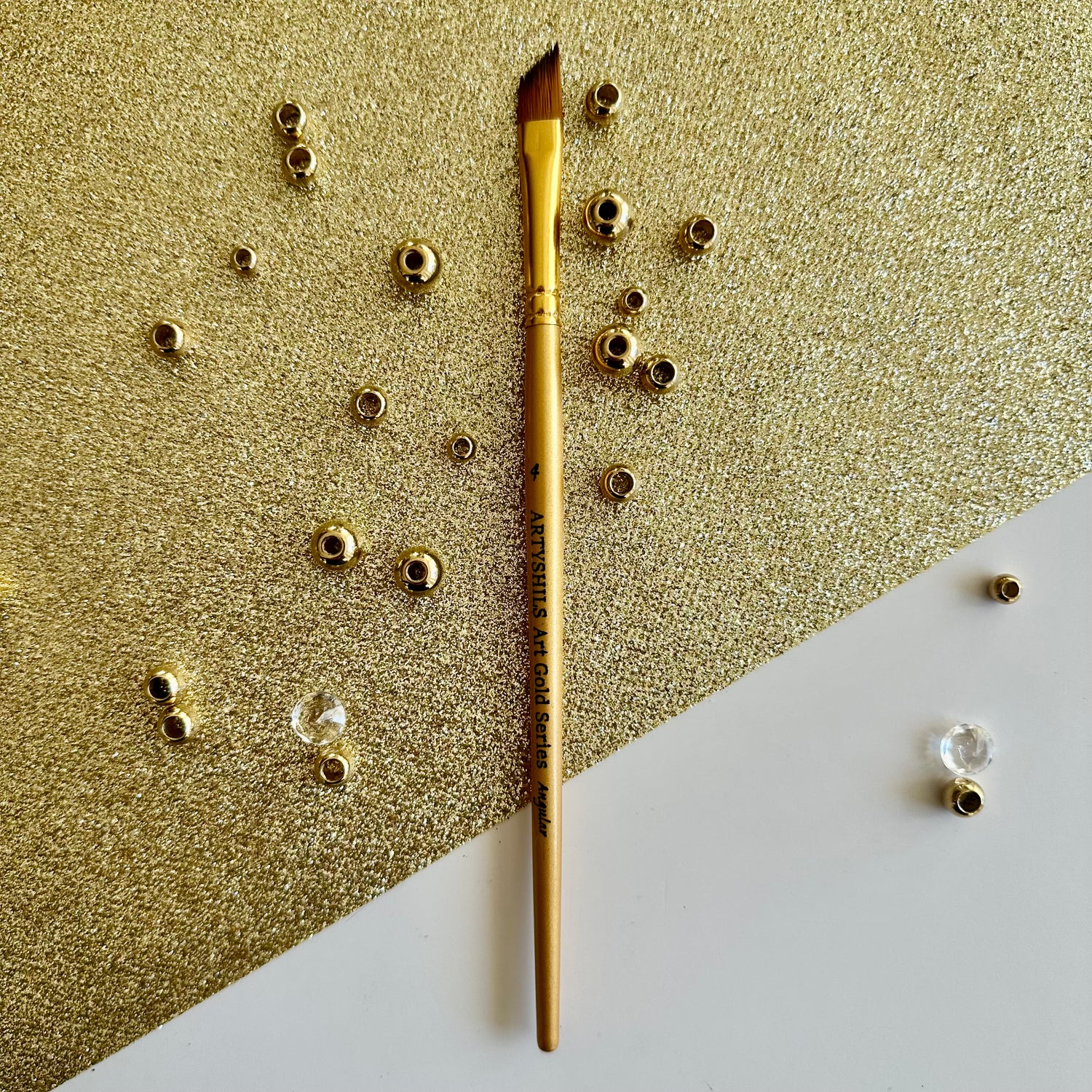 No.4 Angular Brush : Gold Glow Collection | Synthetic Hair | Vegan