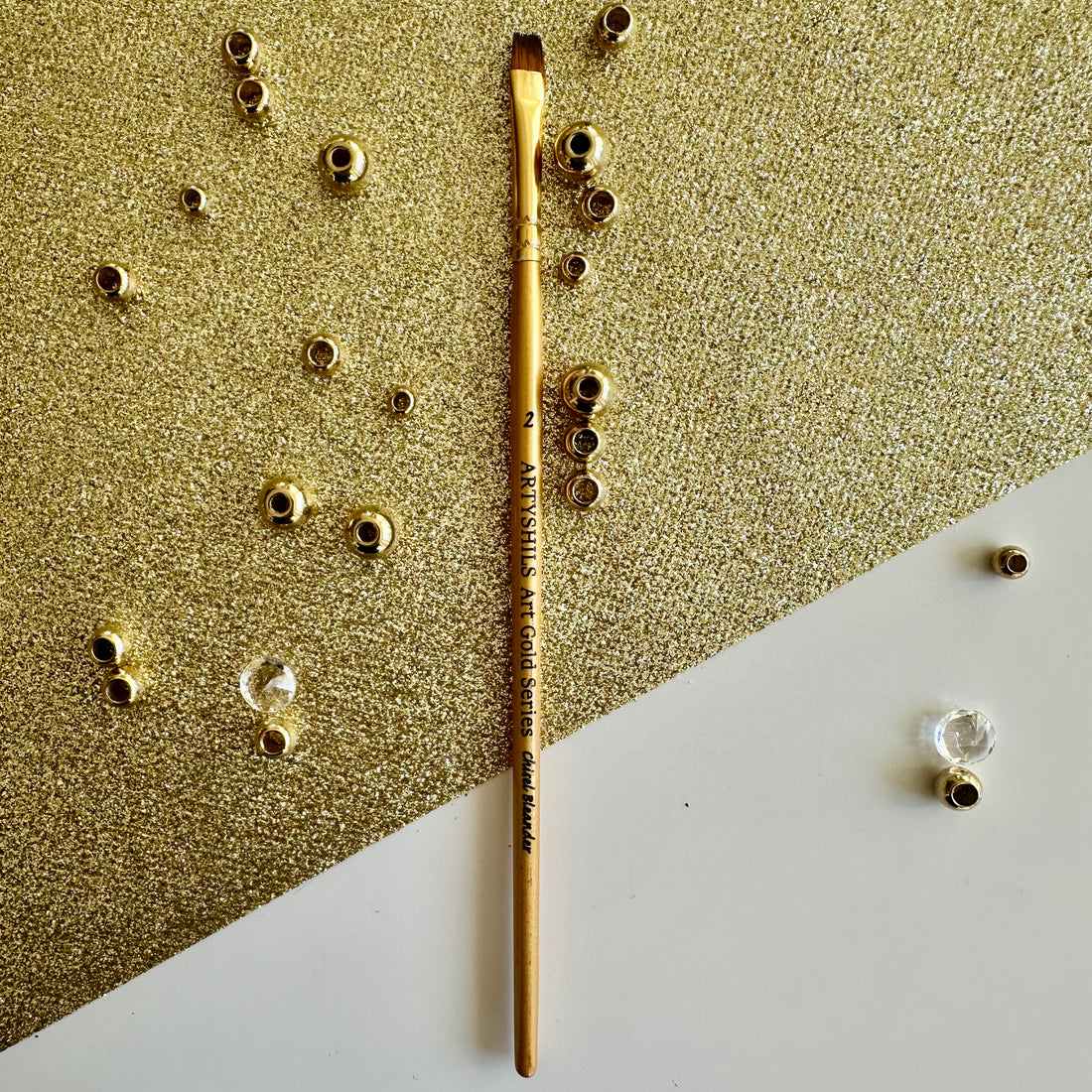 No.2 Chisel Blender Brush : Gold Glow Collection | Synthetic Hair | Vegan