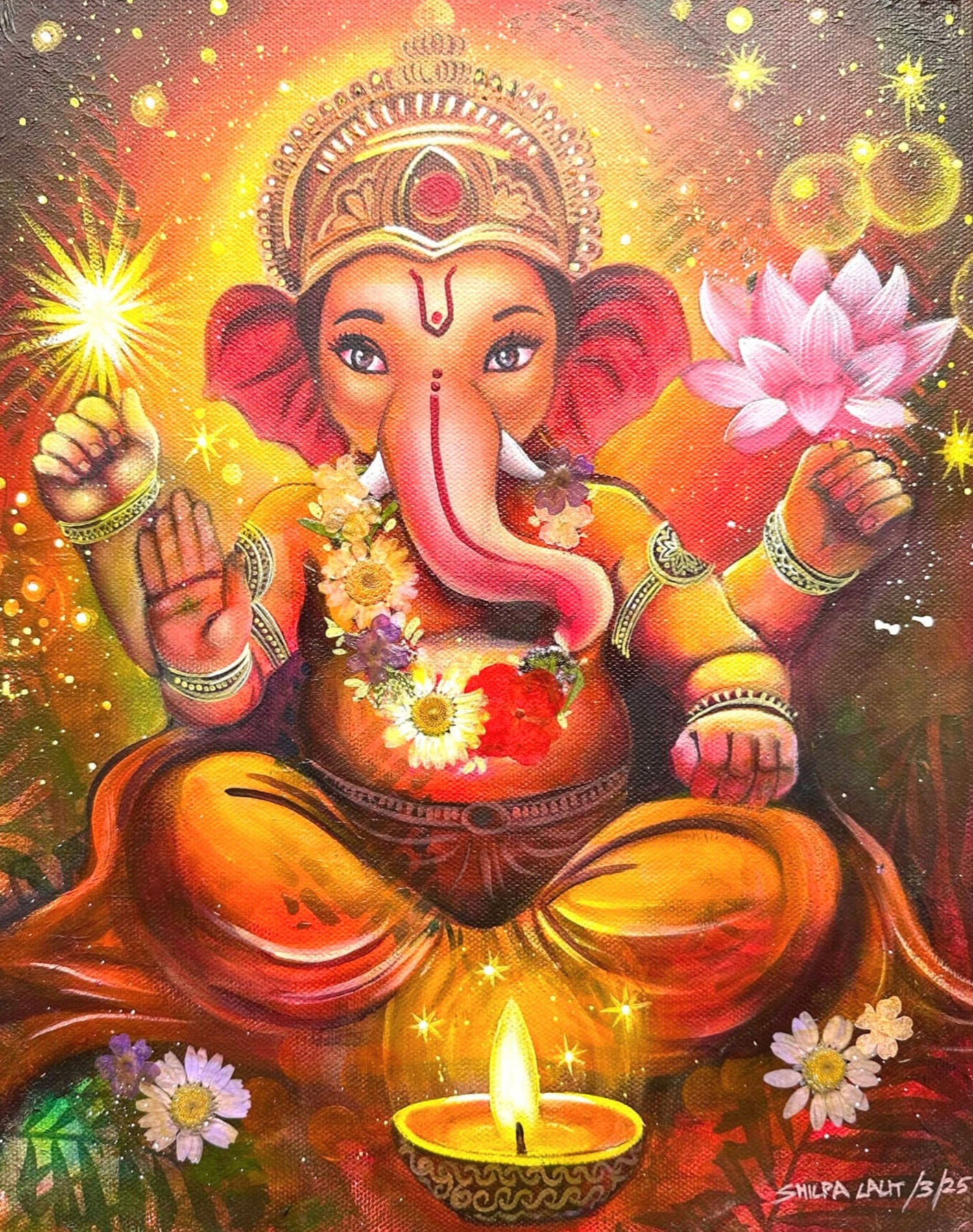 Divine Ganesha Acrylic Painting Workshop | Step-by-Step Mixed Media Canvas Art Class for Beginners &amp; Artists