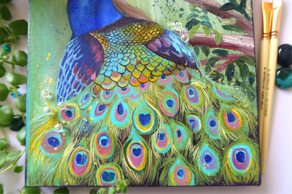 FREE Peacock Acrylic Painting Workshop | Learn to Paint a Beautiful Peacock on Canvas (Beginner Friendly Online Class)