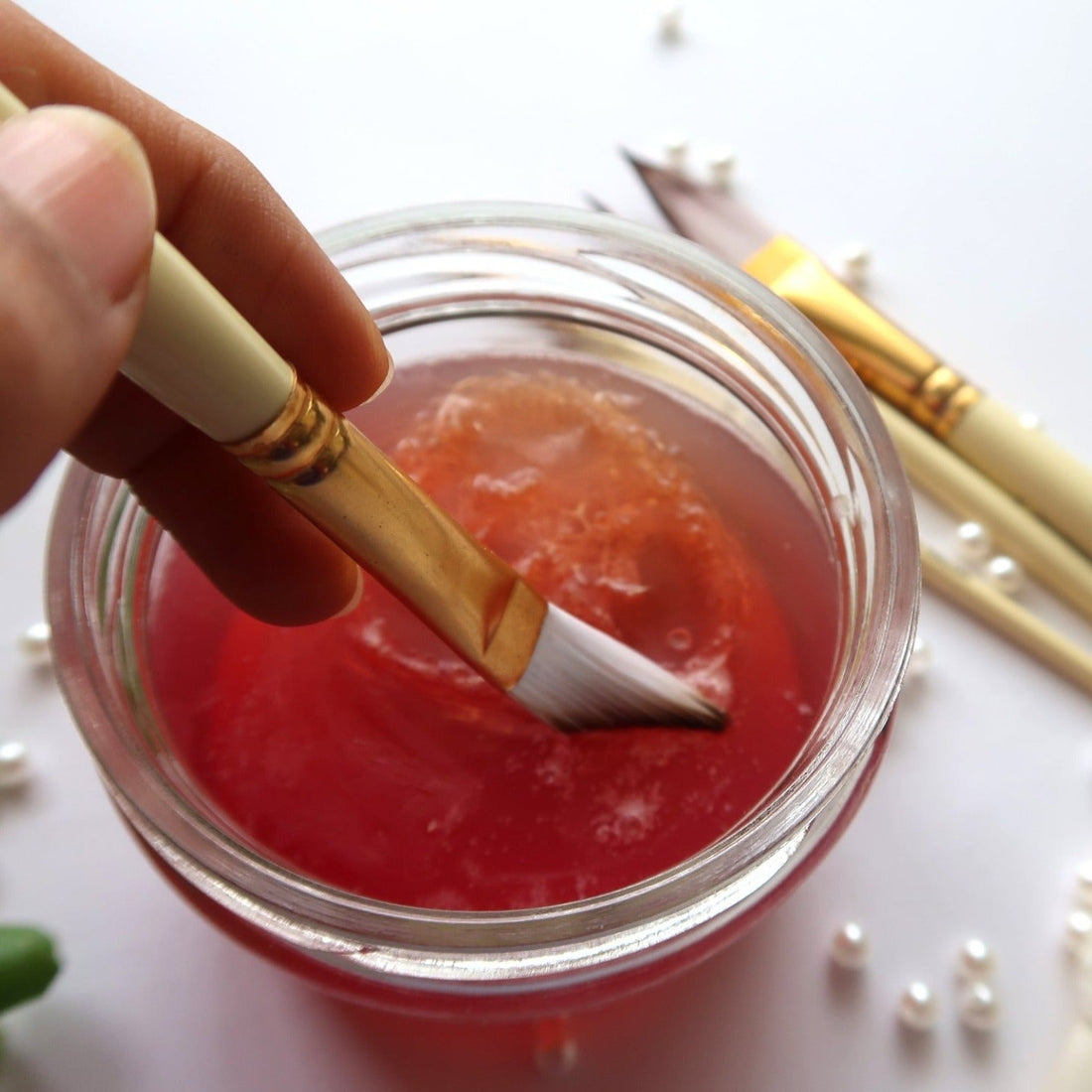 BRUSH CLEANING GLASS SOAP JAR JUTE TEXTURE