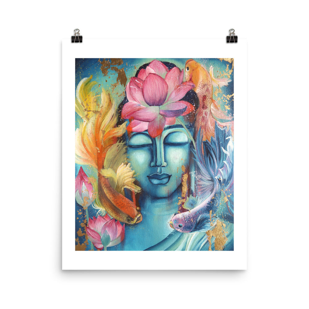 FINE ART PRINT :- Buddha with fishes